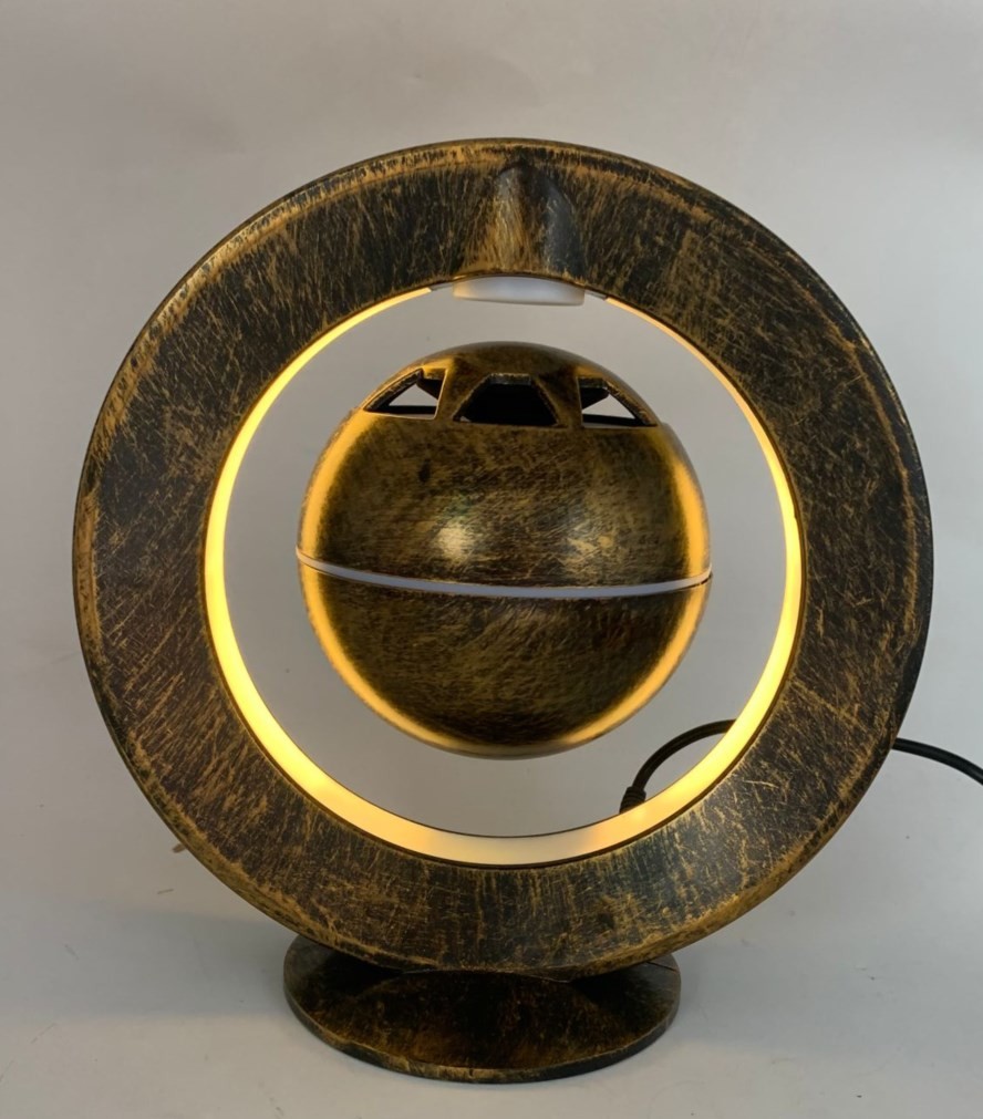360 rotating led light magnetic levitation floating wireless bluetooth speaker for gift
