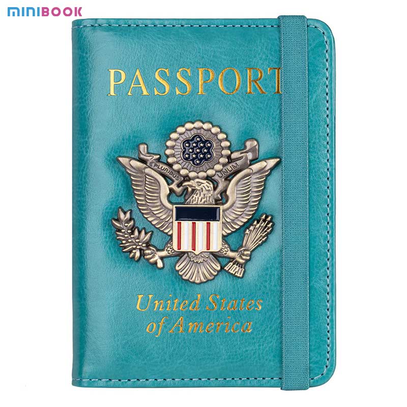 2023 USA Eco Rfid Passport Case Cover Holder Document Organizer Wallet for Vintage PU