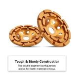 4.5 Inch Double Row Diamond Cup Grinding Wheel Gold for Angle Grinder Polishing