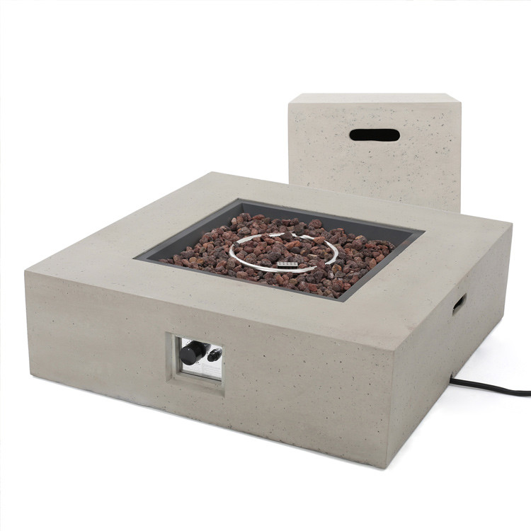 Outdoor 40'' 50000 BTU Square Metal Fire Pit Table Brazier With Tank Rack