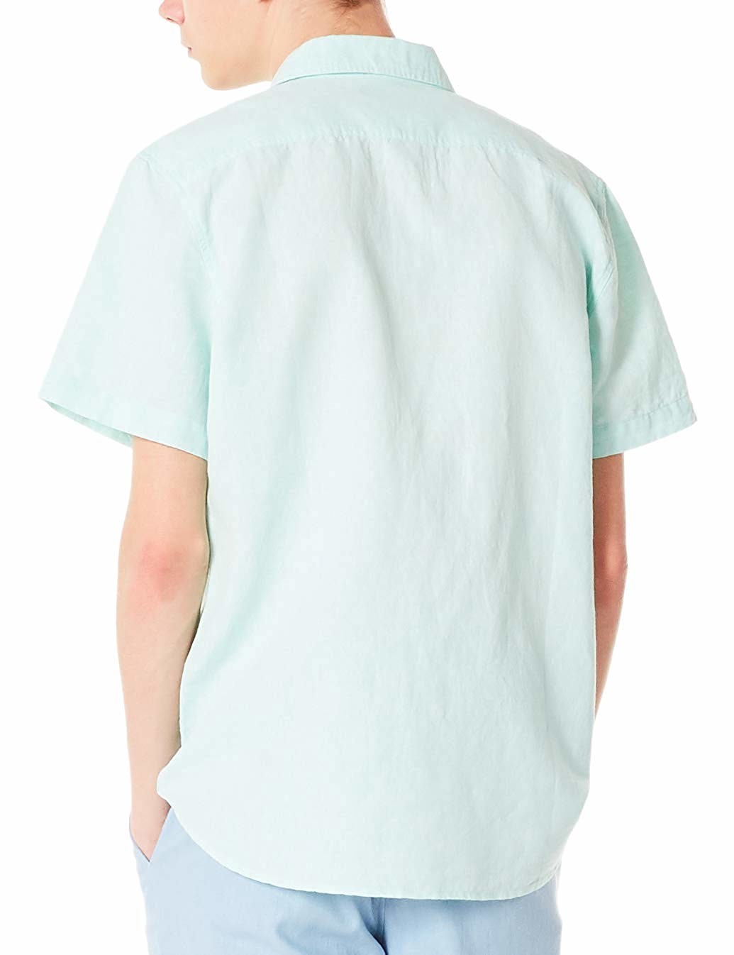 Curved Hem Mens Casual Short Sleeve Shirts 52% Linen 48% Cotton Blend