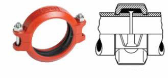 4 in Red Ductile Iron Coupling Grooved Painted Pipe Clamp