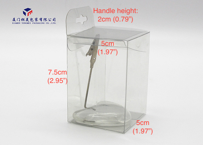 OEM / ODM Design Clear Plastic Box Packaging Hang Strip On Box Top 5*5*7.5cm Size