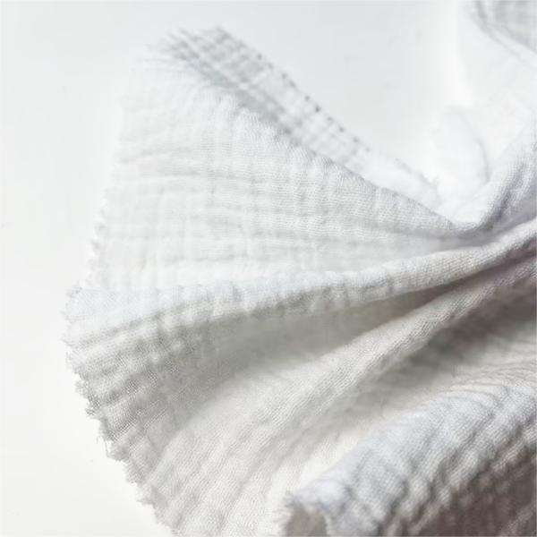 Factory Wholesale 100% Cotton Crep Style Fabric Double Layer Pure Color Soft Comfortable for Baby Boys' Dresses