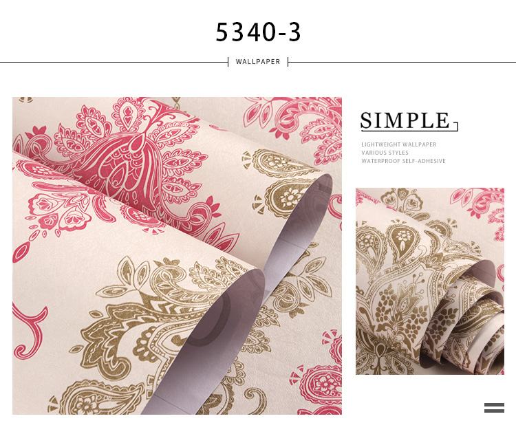 Floral 3D Brick PVC Self Adhesive Wallpaper Roll Heat Insulation