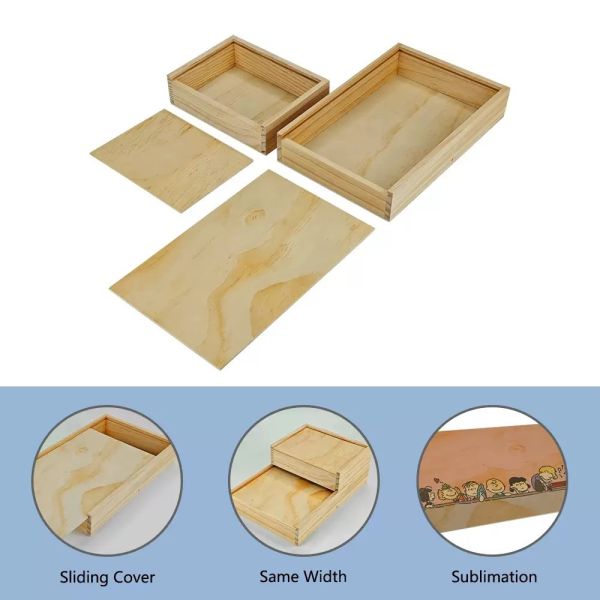 Blank Sublimation Wooden Storage Boxes With Sliding Lid Custom Wood Box