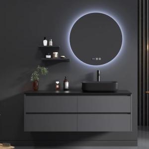 China Modern Black Sintered Stone Wash Basin Cabinet Set Solid Wood wholesale