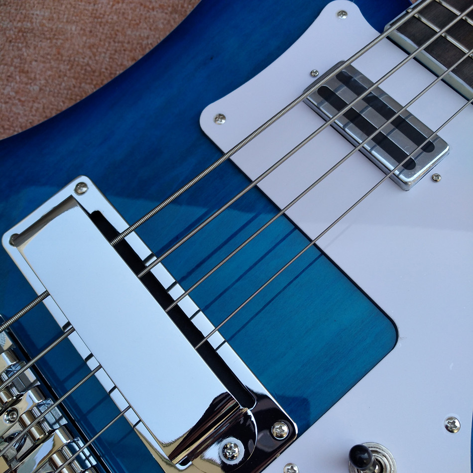 2017 Best Bass Top quality Rick 4003 model Ricken 4 strings Electric Bass guitar in blue color, Chrome hardware, Free sh