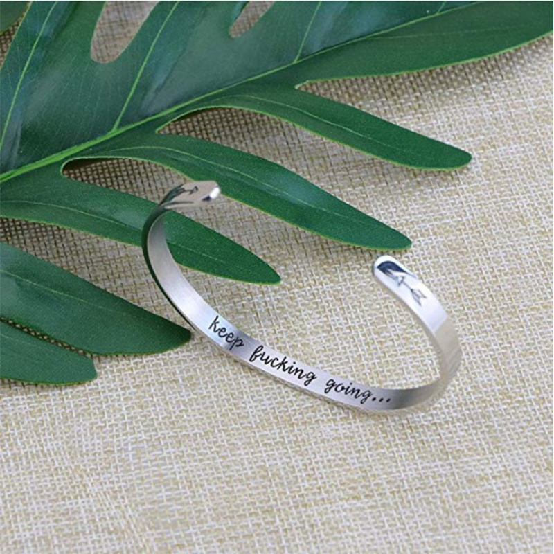 C Shape Wrist Bangle Bracelet With Charms Stainless Steel Material OEM