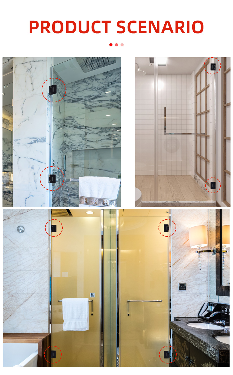 Bathroom Stainless Steel Glass Door Clip Hinge for 5-8mm Fixed Glass in Shower Room