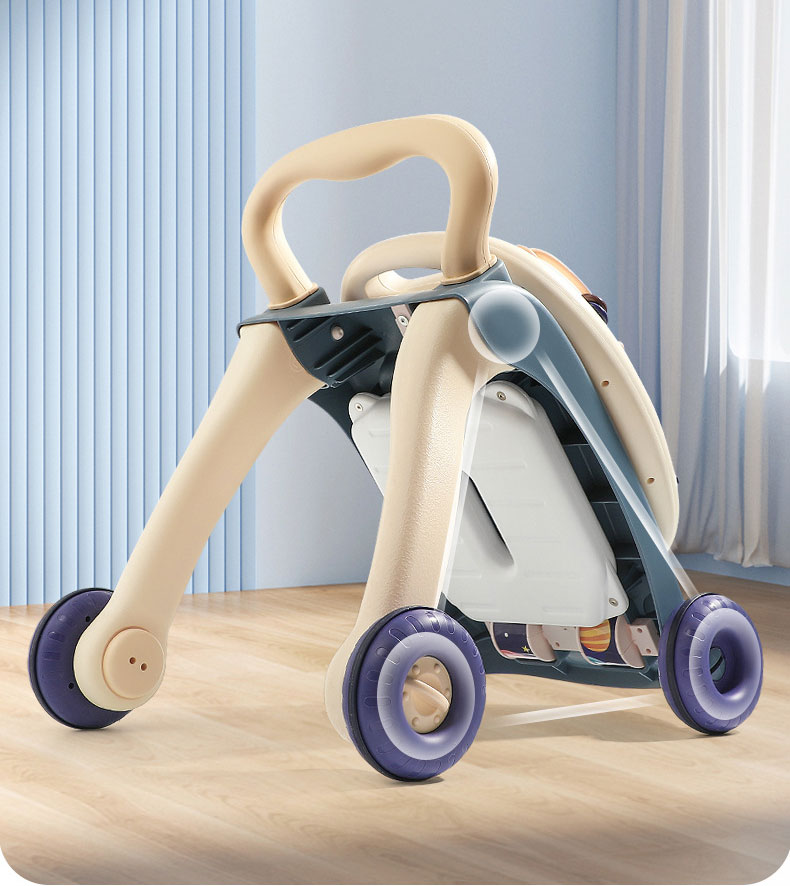 Foldable Sit Stand Early Push Toys Activity Center for Toddler Learning to Walk Baby Walker Infant Boys Girls Pull Wheels Musical Walking