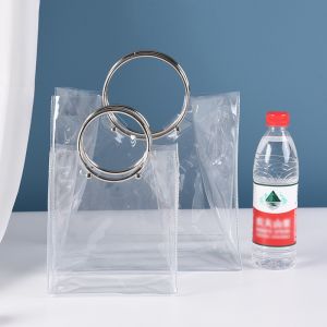 NS TRANSPARENT PVC TOTE BAG ROUND HAND WEDDING COMPANION GIFT CANDY BAG FLOWER