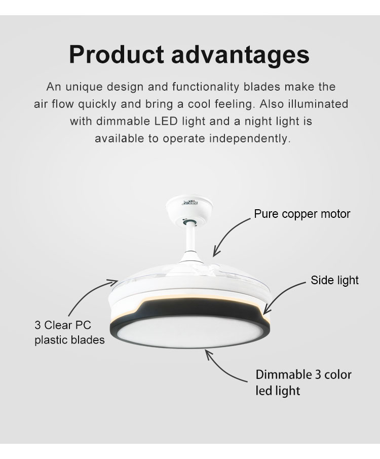 1stshine LED Ceiling Fan in White Color with 3000K/4500K/6000K CCT and 10 Years Motor