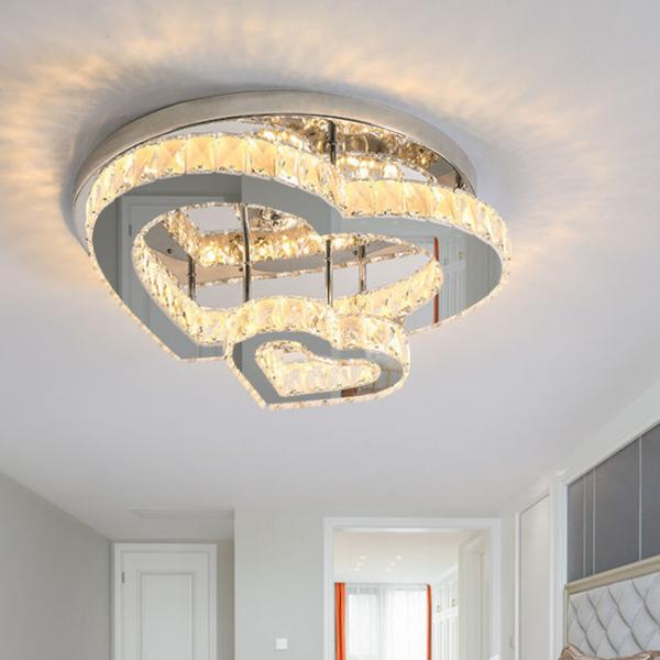 Indoor Romantic Bedroom Modern Crystal Pendant Light Heart Shape