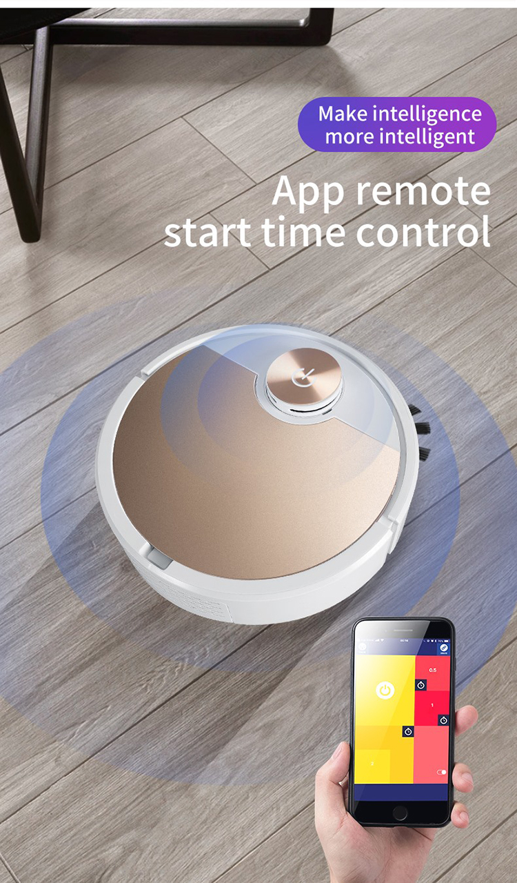 EMC 1600pa Smart Sweeping Robot Intelligent Vacuum Cleaner White