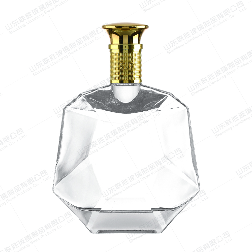 Glass Collar Empty Xo Vodka Decanter Alcohol Liquor Bottle for Entertaining Guests