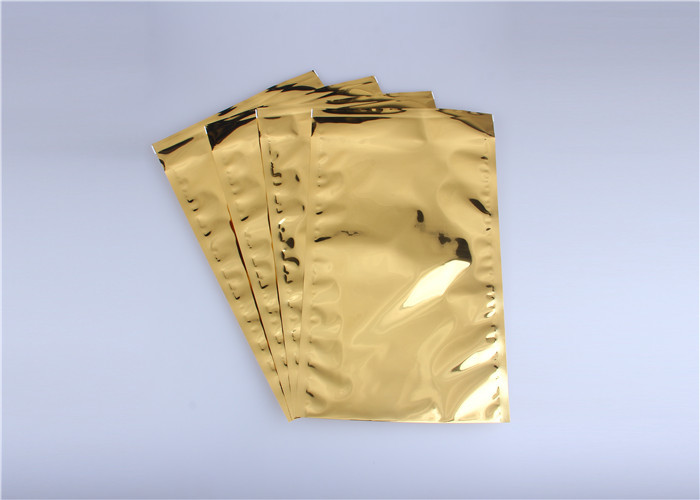 Gold Color Resealable Aluminum Foil Bags , Food Packaging Aluminum Foil Sachet