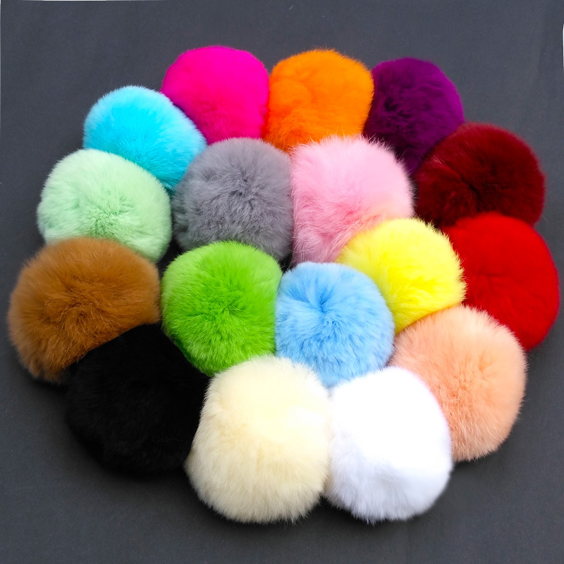 3inch Wide Key Chain Ornaments , Designer Pom Pom Keyring Faux Fur
