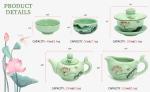 Kung Fu Tea Cup Set Porcelain Gongfu Tea Set 6.7oz With Bamboo Tray