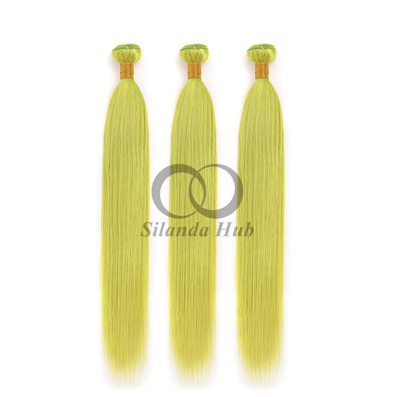Green Straight Remy Human Hair Bundles Sew In Weave Bundles Brazilian Bundle Deals