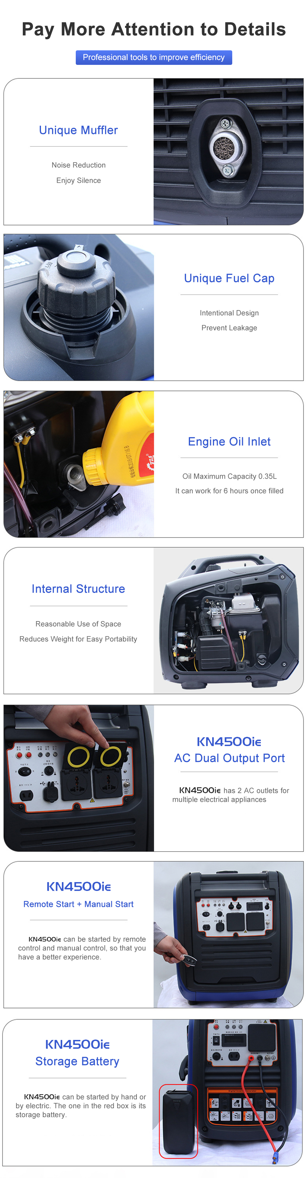 110V 3KW 3000W 5000W 5KW Small Silent Generator for Home / Outdoor Generator Portable Digital Inverter 2000W Gasoline Generator