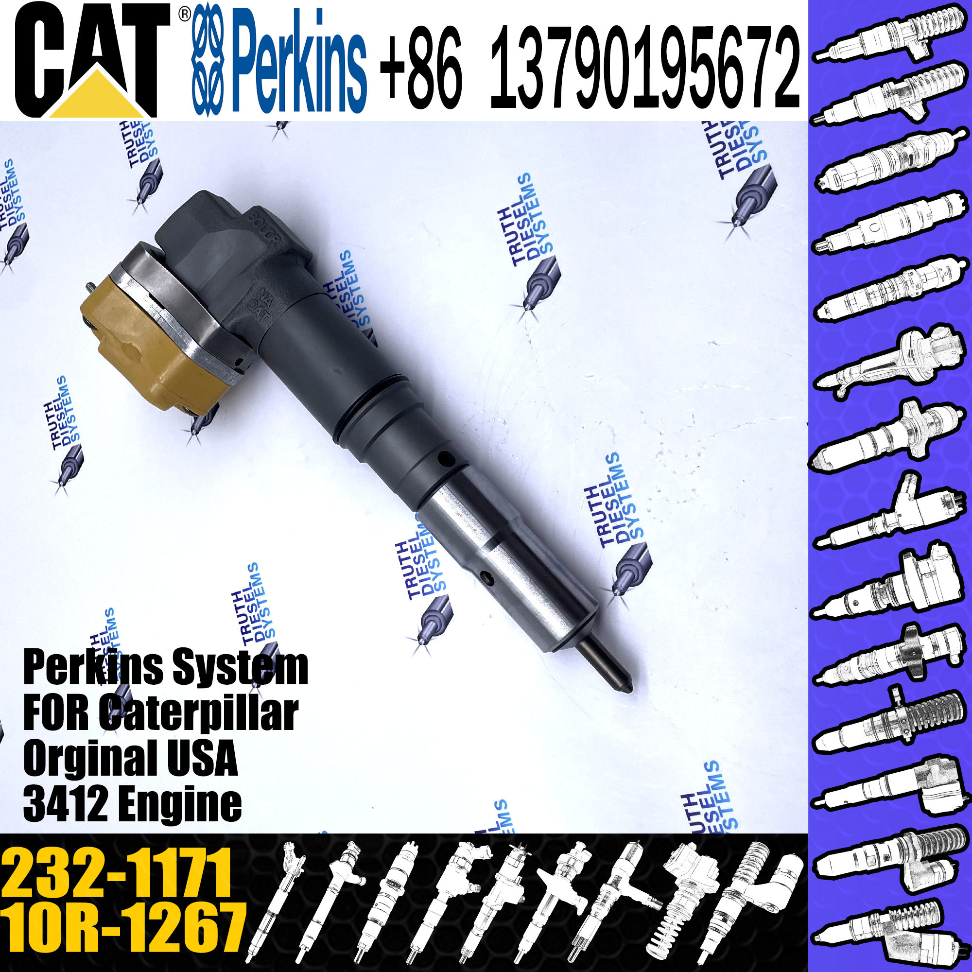 Diesel Common Rail Fuel Injector 232-1171 Rebuild Spare Parts Injection Nozzle 10R-1267 232-1183 232-1171