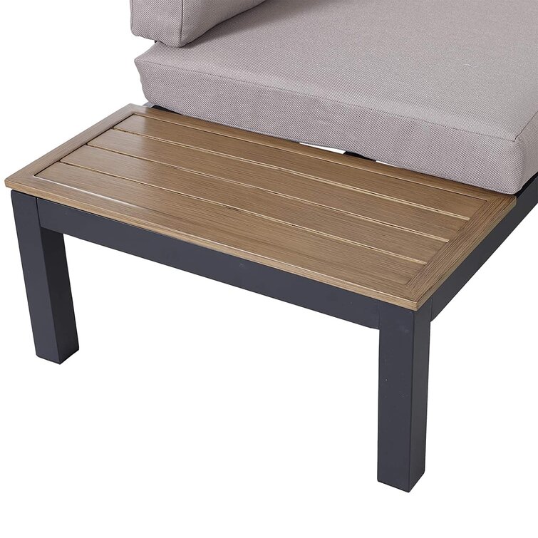Modern L Shape Sofa Set Metal Frame Outdoor Sectional Furniture Lounge Set by AJUNION
