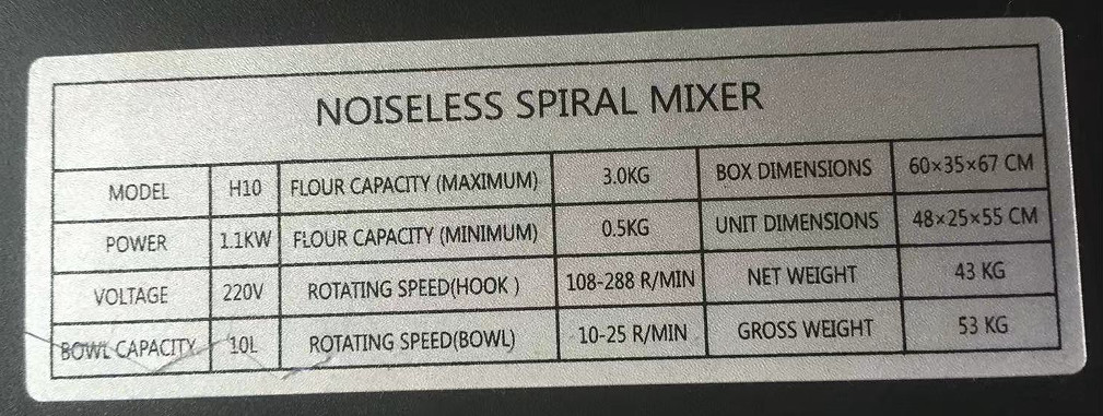 1.1kw Spiral Bread Mixer 5kg Professional Spiral Dough Mixer For Home