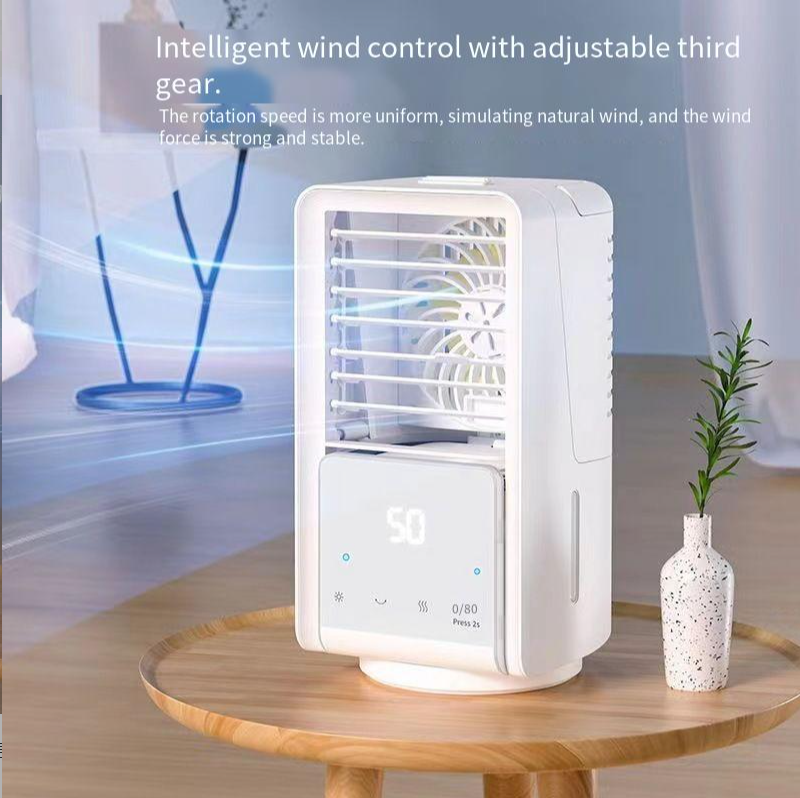 USB Water Cooling Fan Small Table Air Cooler with 3 Wind Modes Low/Med/High 14*14*26CM
