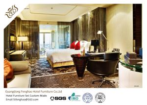 China Luxury Bedroom Set King Size Commercial Hotel Furniture for Single / Double Room With Leather Chair wholesale