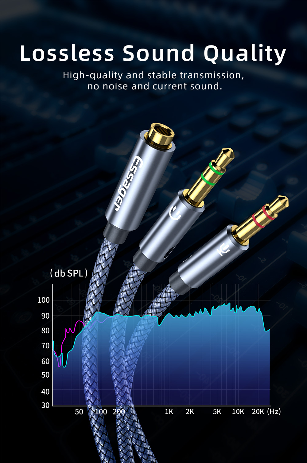 Audio Converter Female to 2 Male Audio Adapter Cable with 3.5MM Interface