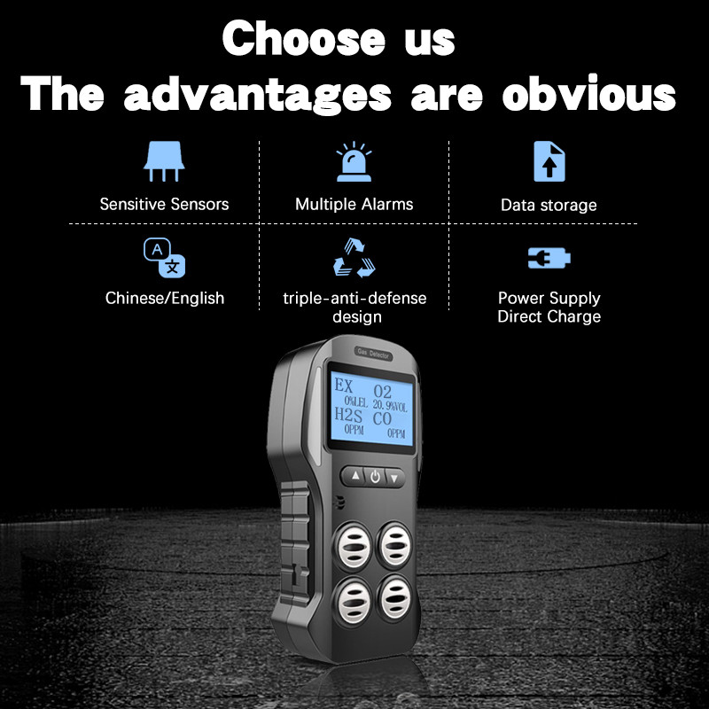 Compact Handheld Multi Gas Leak Detector 4 Gas For On Site Gas Detection
