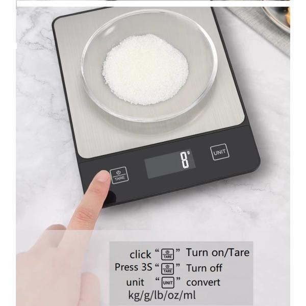 10kg Capacity Stainless Steel Digital Kitchen Scale with 1g Division Precise Food Weighing in Grams and Ounces