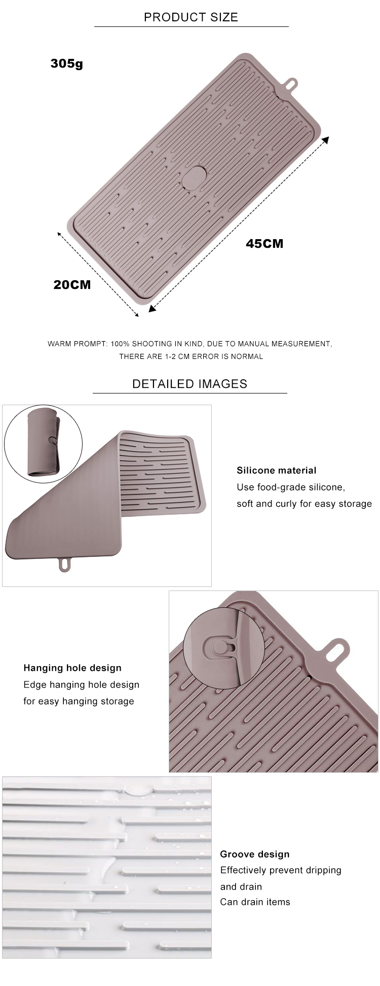Multipurpose Drain pad Square Shape 305g Silicone Pot Holders