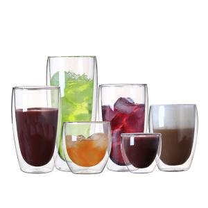 China 450ml 650ml Double Wall Glass Coffee Cup Customized Logo wholesale