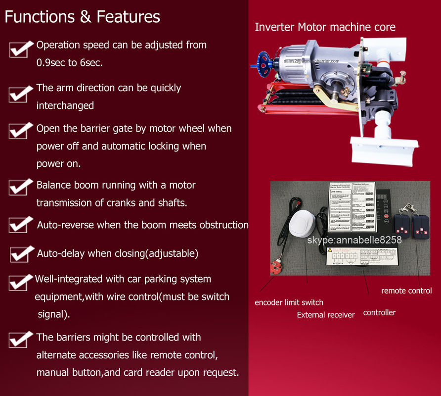 Remote Control Auto Barrier Gate System With Frequency Convertion Motor