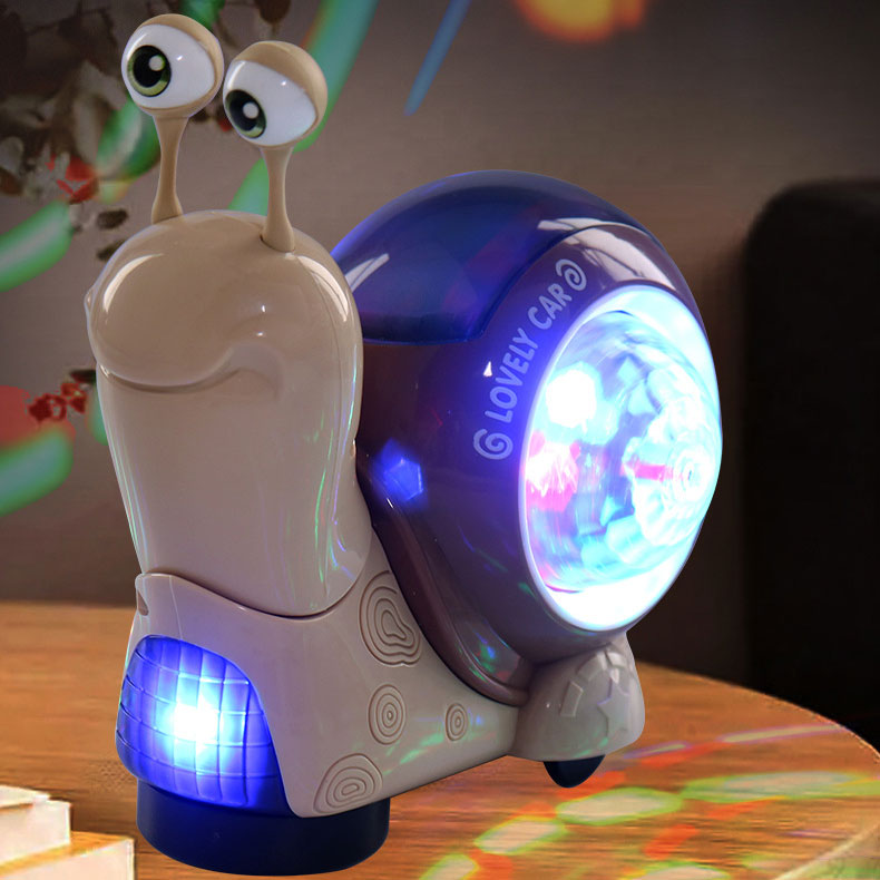 Plastic Electric Universal Swing Nodding Small Snail Music Projection Light Q Cute Snail Toy Car Children'S Toys