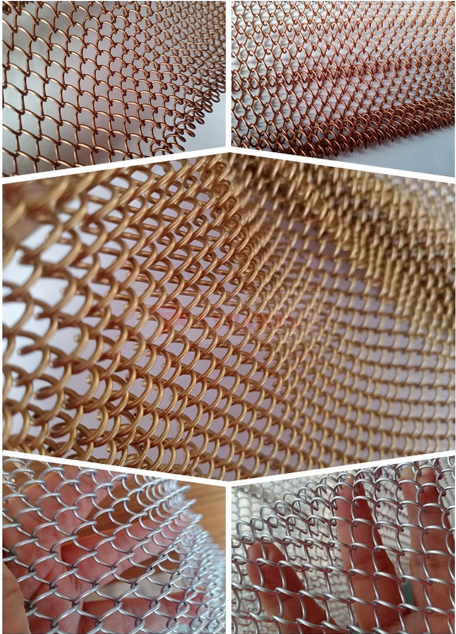 Copper Color Metal Coil Curtain 8x8mm Used As Room Dividers For Internal Decoration