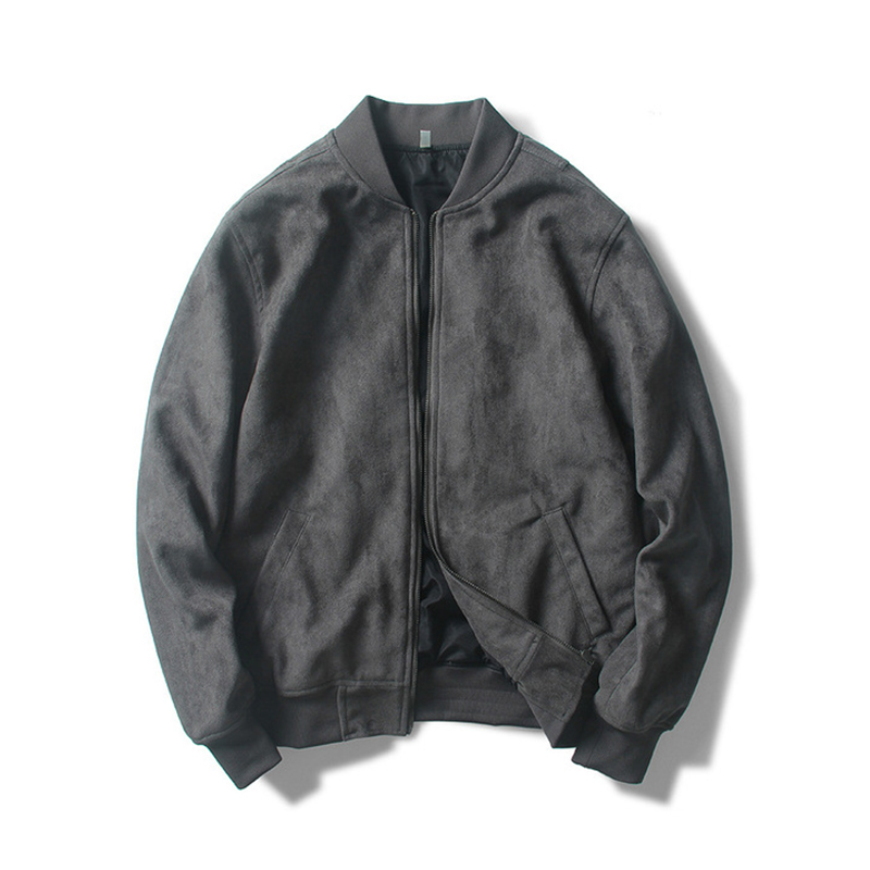 Oem Factory Manufacturer Custom Logo Causal Slim Fit Cotton Suede Leather Zip Up Bomber Jackets