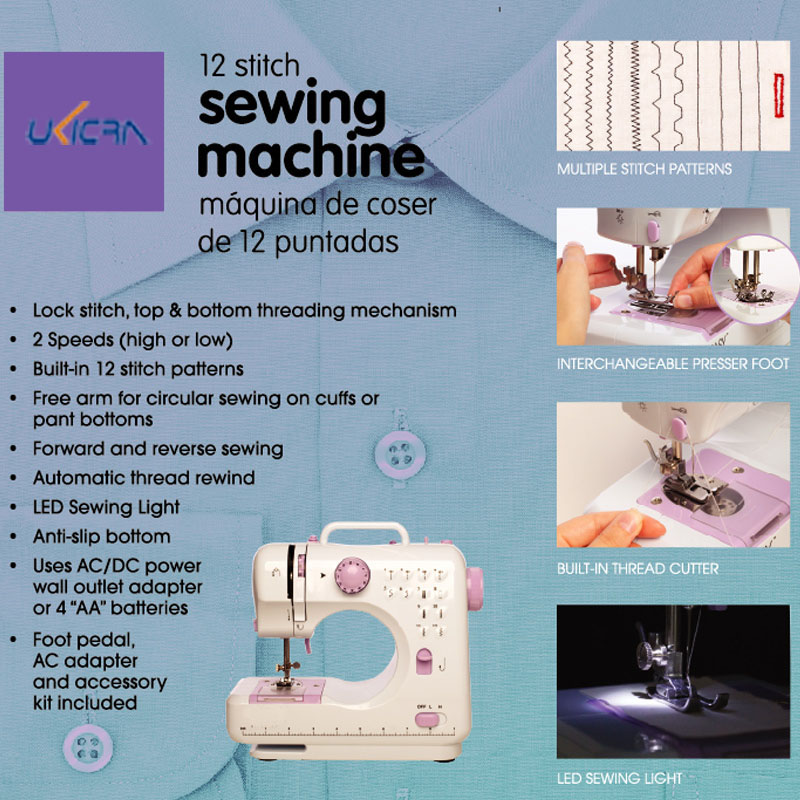 12 Stitch Pattern Mini Electric Sewing Machine Household in Market with Multi-Function