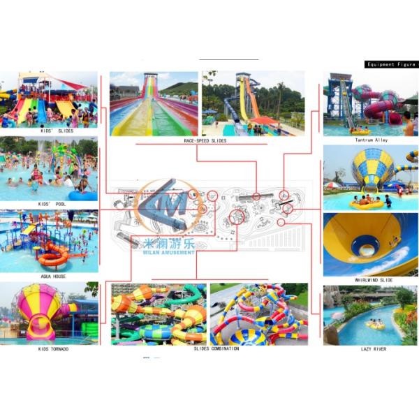 Ocean Theme Water Park Playground Design Water Park Layout Design 35x25m For Kids Adults