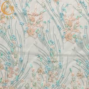 China 1 Yard 3D Flower Lace Fabric With Beads For Nigeria Party Dress wholesale
