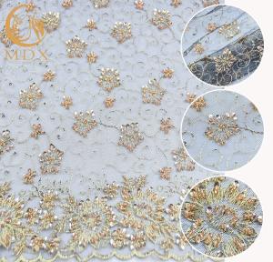 China Nigerian Sparkling Sequin Lace Fabric Handmade Sewing Embroidered wholesale