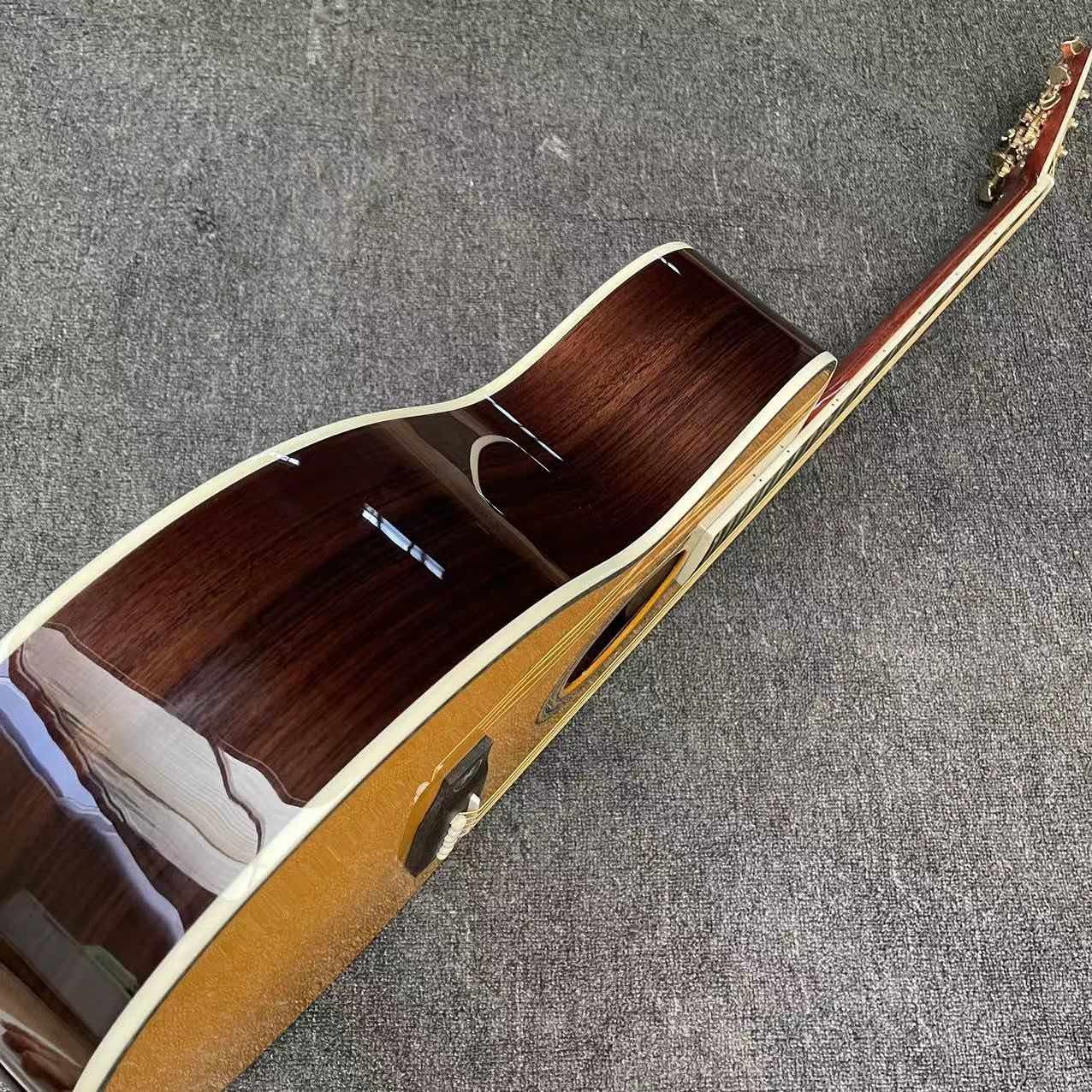 Custom Solid Spruce OM Body Solid Rosewood Back Side Acoustic Electric Guitar Abalone Binding