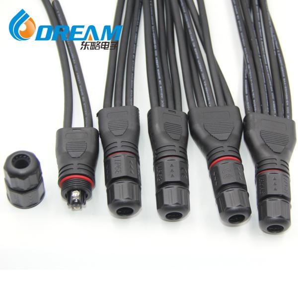 DREAM START Waterproof 2Pin Y-type Wire Splitter IP67 1 to 2/3/4/5 M19 Screw Locking Cable Connector Plug for LED Light