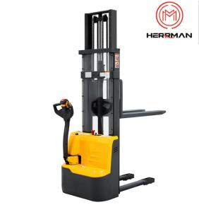 China DC motor 695mm fork 1T Pedestrian Fully Electric Reach Pallet Stacker wholesale