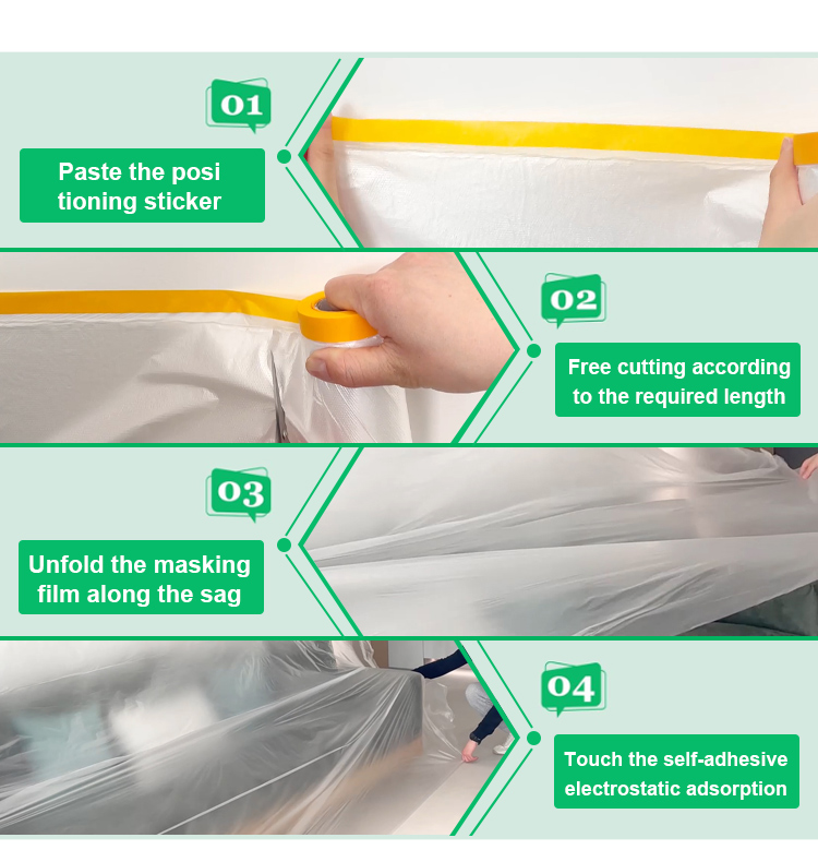 16m Length Stretch Film For High Temperature Outdoor Auto Paint Refinish Masking Paper