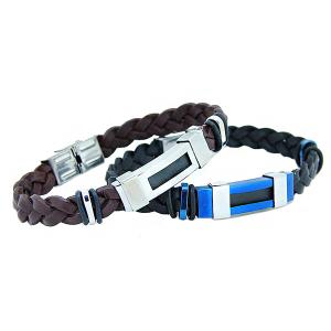 China Europ American Fashion Trendy Stainless Steel Geniune PU Leather Bracelet Bangle LBL68 wholesale