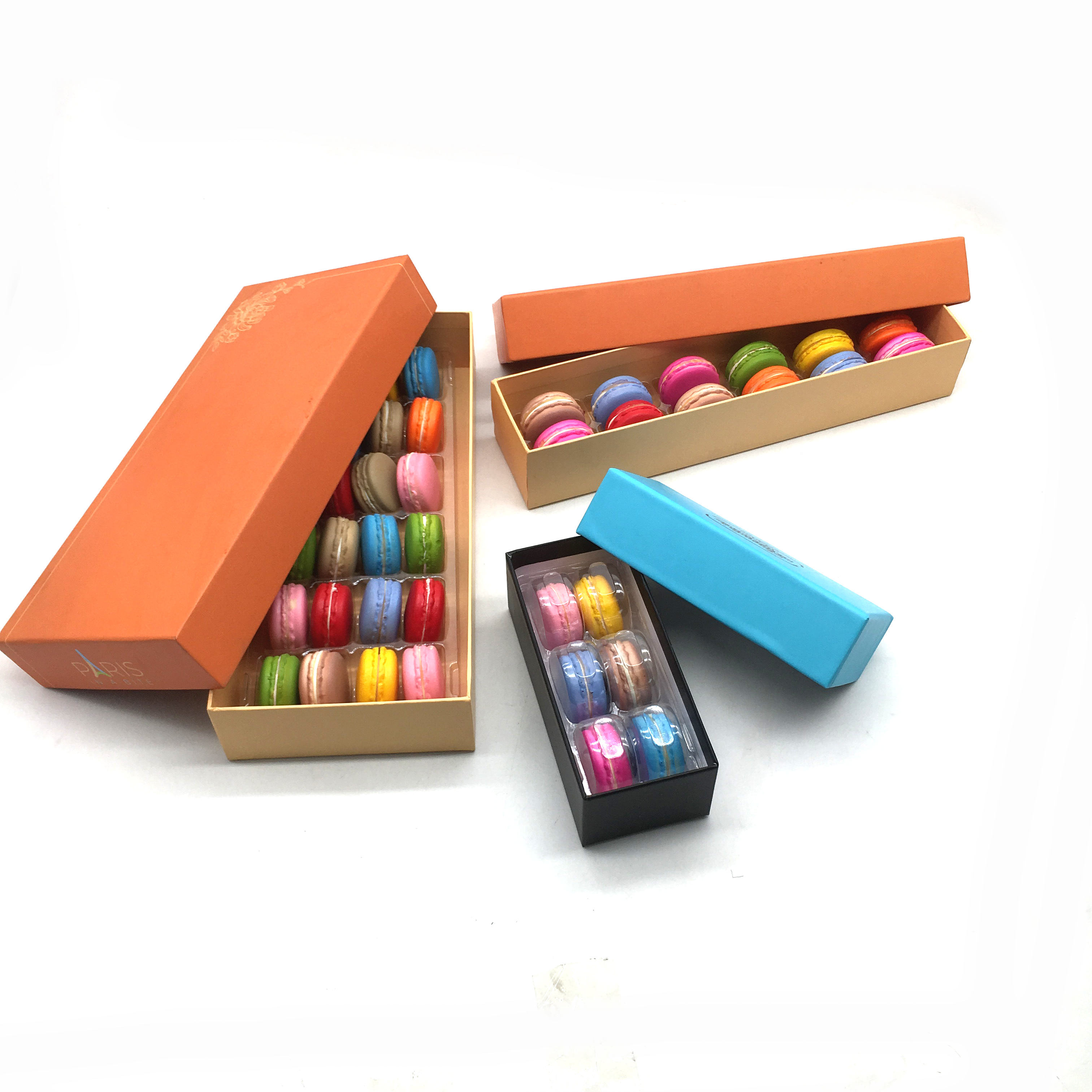 CMYK Printing 900g Grey Cardboard Paper Gift Box 24pcs Macaron Shipping Containers