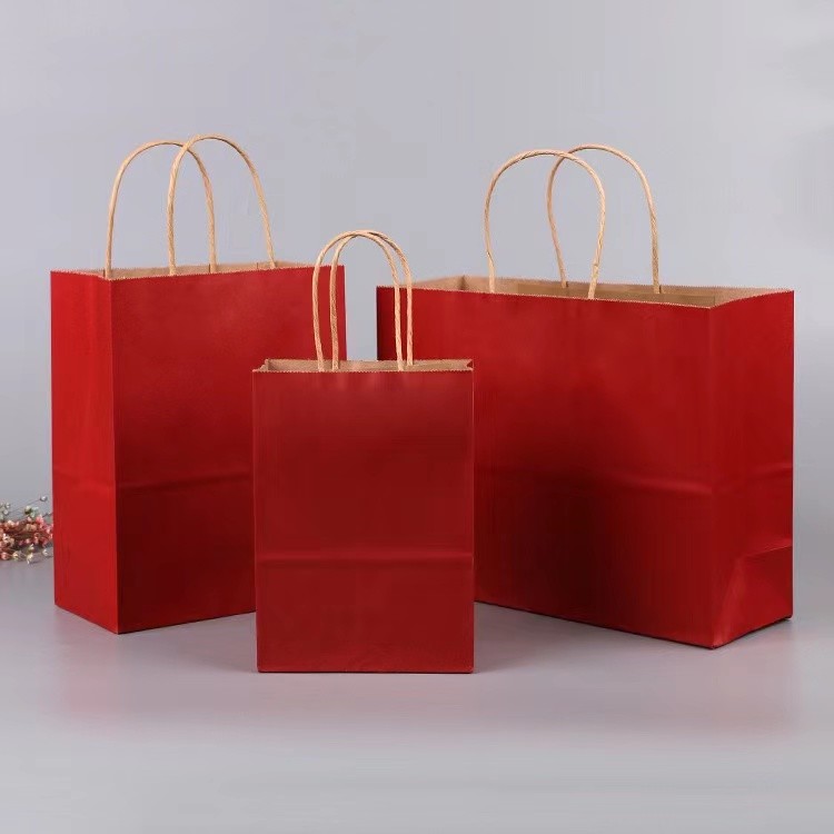 Custom Logo Printed Paper Shopping Bags Paper Grocery Bags With Handles